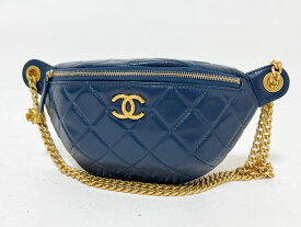 CHANEL シャネル マトラッセ チェーン ボディバッグ ラムスキン ネイビー ゴールド金具 AP3761 超美品【中古】