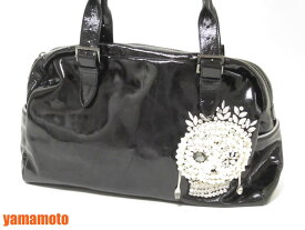 ANTEPRIMA アンテプリマ ボストンバッグ スカル 髑髏 ブラック エナメル 【中古】