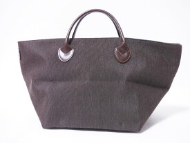 Herve Chapelier エルベシャプリエ ハンドバッグ トートバッグ 舟形 ブラウン キャンバス レザー 美品【中古】