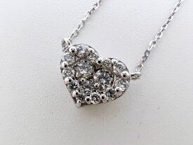 Ponte Vecchio ポンテヴェキオ PV ネックレス ハート ダイヤ 0.13ct K18 ホワイトゴールド 新品仕上げ【中古】