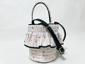 setsuko sagittaire セツコ サジテール 2WAYバッグ ツイード サクラ ブラック レザーストラップ SCI-146-BLK 超美品【中古】