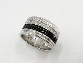 BOUCHERON ブシュロン quatre black edition キャトル ブラック ダイヤモンド リング ラージ 指輪 AU750 K18 ホワイトゴールド ブラックPVD サイズ：61 JRG01782 保証書 新品仕上げ 【中古】