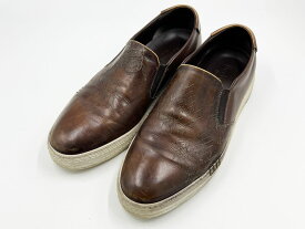 Berluti ベルルッティ メンズ スリッポン 靴 スニーカー プレイタイム スクリット ヴェネチア カーフレザー ブラウン サイズ：7 【中古】