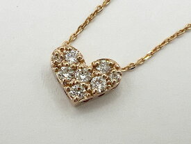 Ponte Vecchio ポンテヴェキオ PV ネックレス ハート ダイヤ 0.20ct K18 ピンクゴールド 新品仕上げ【中古】