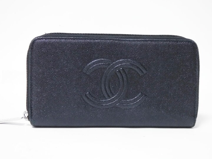 楽天市場】CHANEL シャネル キャビアスキン ラウンドファスナー財布 長  