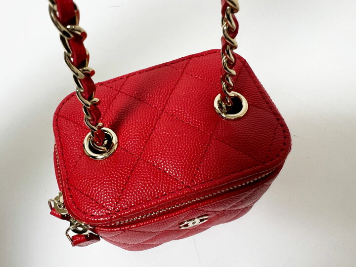 楽天市場】CHANEL シャネル キャビアスキン ミニバニティ チェーン  