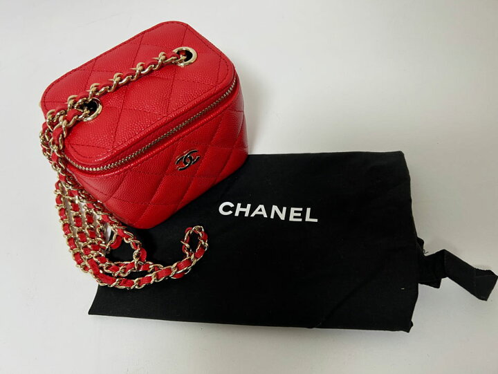 楽天市場】CHANEL シャネル キャビアスキン ミニバニティ チェーン 