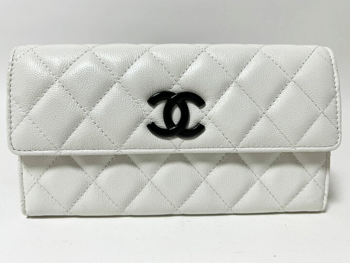 楽天市場】CHANEL シャネル キャビアスキン マトラッセ 2つ折り 長 