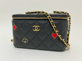 CHANEL シャネル トランプ バニティ チェーンショルダーバッグ マトラッセ キャビアスキン ブラック ゴールド金具 ミラー ランダム AP3079 超美品【中古】