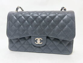 CHANEL シャネル マトラッセ 30 チェーンショルダーバッグ Wフラップ キャビアスキン ブラック シルバー金具 17番代 超美品 【中古】