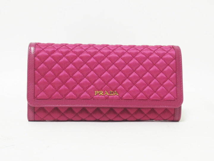 楽天市場】PRADA プラダ キルティング 長財布 2つ折り パープル パス  
