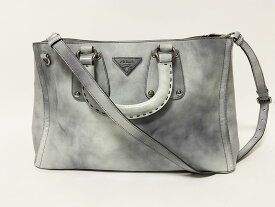 PRADA プラダ トートバッグ ショルダ―バッグ 2WAYバッグ SPAZZOLATO GRIGIO BN1889【中古】