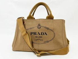 PRADA プラダ カナパ CANAPA トートバッグ ハンドバッグ ショルダーバッグ ストラップ付き キャンバス ブラウン 【中古】