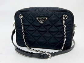 PRADA プラダ テス―ト チェーンハンドバッグ ショルダーバッグ ナイロン ブラック 1BH910 美品 【中古】