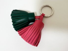 HERMES エルメス カルメン ウノ ドス キーホルダー バッグチャーム ラムスキン ローズアザレ ピンク マラカイト グリーン 超美品 【中古】