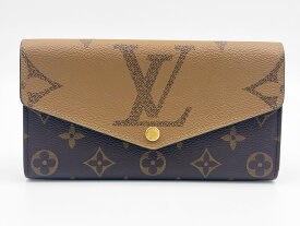 LOUIS VUITTON ルイヴィトン モノグラム・ジャイアント リバース ポルトフォイユ・サラ 2つ折り 長財布 ブラウン M80726 美品【中古】