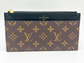 LOUIS VUITTON ルイヴィトン モノグラム スリム パース ポーチ 長財布 コインケース カードケース レザー ブラック M80348 美品 【中古】