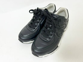 CHANEL シャネル レディース スニーカー 靴 シューズ カーフスキン ブラック 38 G45333 B14495 94305 美品【中古】