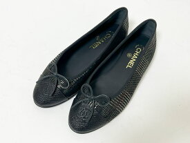 CHANEL シャネル レディース バレリーナ フラット シューズ 靴 2024-2025AW スエード キッドスキン ブラック ダークゴールド サイズ：38.5 24A G02819 B17165 NZ576 美品【中古】