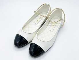 CHANEL シャネル レディース パンプス バレエシューズ フラット シューズ 靴 Ballet flats ラムスキン ホワイト ブラック ジュエリー サイズ:38 22S G38986 X56569 K4190 新品同様【中古】