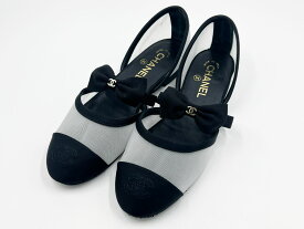 CHANEL シャネル レディース フラット シューズ 靴 Mary Janes メリージェーン リボン 2025年 メッシュ ブラック サイズ:371/2C G46701 【中古】