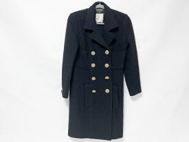 CHANEL シャネル レディース ヴィンテージ コート ウール ブラック マトラッセ ゴールド ボタン サイズ：38【中古】