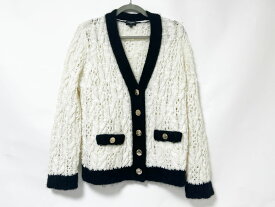 CHANEL シャネル カーディガン レディース トップス ウール モヘヤ ホワイト ブラック ゴールドボタン 2025/2026年秋冬 サイズ：36 P80186K11645 美品【中古】