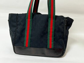 GUCCI グッチ 小型犬用バッグ トートバッグ キャンバス レザー ブラック 210051【中古】