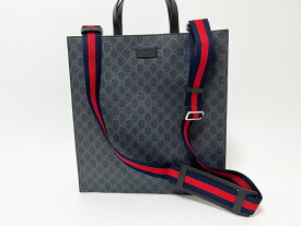 GUCCI グッチ トートバッグ ショルダーバッグ 2WAY 斜め掛け GGスプリーム キャンバス ブラック 495559 美品 【中古】