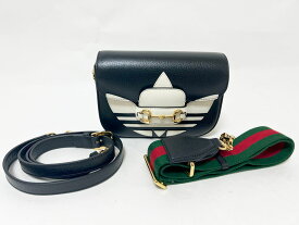 GUCCI adidas グッチ アディダス ホースビット 1955 ショルダーバッグ 2WAY ブラック ホワイト 658574 超美品 【中古】