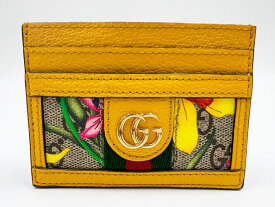 GUCCI グッチ カードケース オフィディア GG フローラ カードケース レザー イエロー 523159 美品【中古】