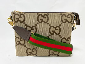 GUCCI グッチ ジャンボGG メッセンジャーバッグ ショルダーバッグ クラッチバッグ シェリーライン キャンバス レザー ベージュ 699130 新品同様【中古】