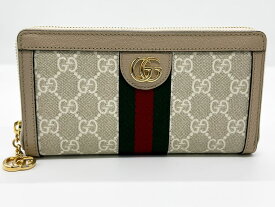 GUCCI グッチ ファスナー財布 長財布 オフィディア ジップアラウンド ウォレット GGスプリーム オフホワイト 523154 新品同様【中古】