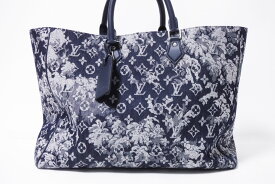 LOUIS VUITTON ルイウ゛ィトン モノグラム タペストリー デニム グラン・サック トートバッグ ネイビー M57284 美品【中古】