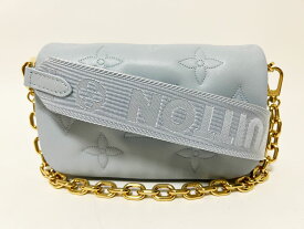 LOUIS VUITTON ルイヴィトン カーフレザー バブルグラム ウォレットオンストラップ チェーンウォレット ショルダーバッグ ブルーグラシエール M81399 未使用品 【中古】