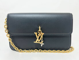 ルイヴィトン LOUIS VUITTON ウォレット オン チェーン・LVブルーム チェーンショルダーバッグ チェーンウォレット ポーチ カーフレザー ノワール ブラック M14564 超美品【中古】