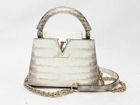 LOUIS VUITTON ルイヴィトン クロコダイル カプシーヌMINI ハンドバッグ ショルダーバッグ 2WAY サハラ ホワイト N98156 新品同様 【中古】