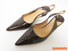 LOUIS VUITTON ルイヴィトン サンダル レディース パテント ブラウン 靴 35M【中古】