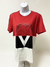 LOUIS VUITTON ルイヴィトン メンズ Tシャツ トップス シャツ 半袖 レッド ホワイト コットン Mサイズ 【中古】