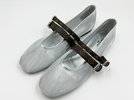 LOUIS VUITTON ルイヴィトン バレ バレリーナ バレエシューズ フラットシューズ レディース 靴 シルバー メッシュ 2025年秋冬 サイズ：38 1AIS32 新品同様【中古】