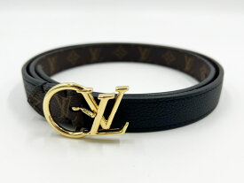 LOUIS VUTTION ルイヴィトン モノグラム サンチュールLV 20mm リバーシブル レディース ベルト ブラック レザー 80/32 M0513 美品【中古】