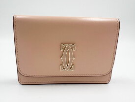 Cartier カルティエ カードケース 名刺入れ ドゥーブルCロゴ 2つ折り カーフ パウダーピンク L3001902 新品同様 【中古】