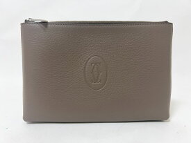 Cartier カルティエ マスト ドゥ ポーチ SM グレー カーフスキン L3001974 新品同様 【中古】
