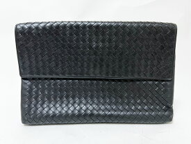BOTTEGA VENETA ボッテガ ヴェネタ イントレチャート クラッチバッグ セカンドバッグ ブラック 430616【中古】