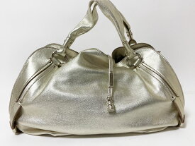 CELINE セリーヌ ショルダーバッグ ラージ レザー ゴールド 美品【中古】