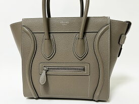 CELINE セリーヌ トートバッグ ハンドバッグ ラゲージマイクロショッパー レザー グレー 【中古】