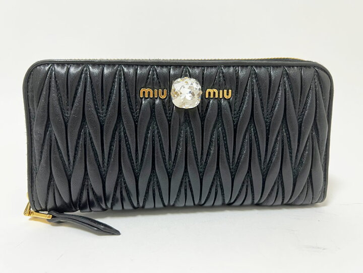 楽天市場】miu miu ミュウミュウ ファスナー 長財布 レザー ブラック 