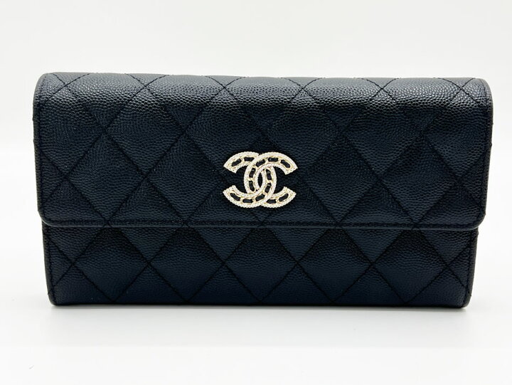 楽天市場】CHANEL シャネル キャビアスキン ロングフラップウォレット 