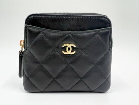 CHANEL シャネル マトラッセ コインケース 小銭入れ カードケース コンパクト財布 ブラック ラムスキン レザー ゴールド金具 31番代 AP2061 美品【中古】