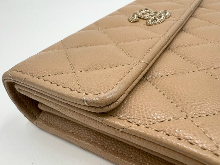 楽天市場】CHANEL シャネル キャビアスキン ロングフラップウォレット  